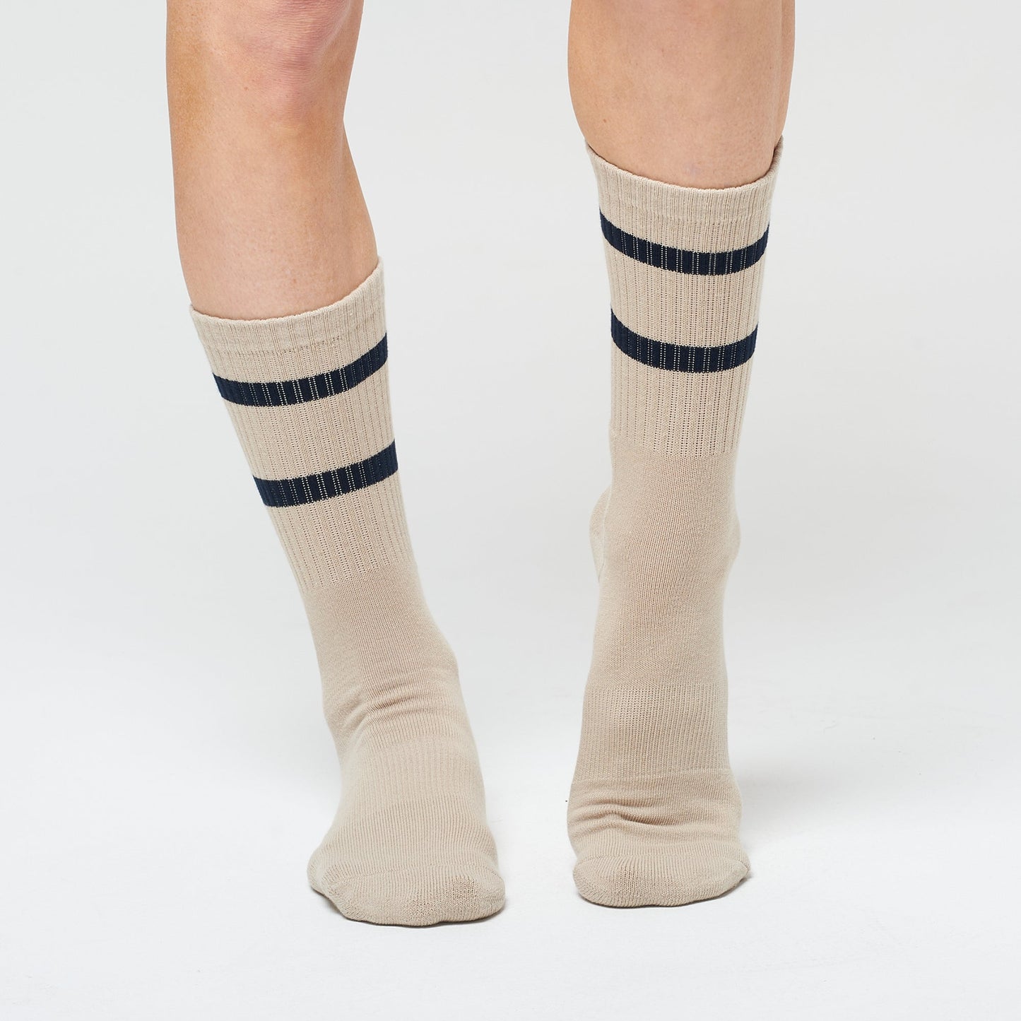 Oatmeal Black Stripe Crew - 3 Pack
