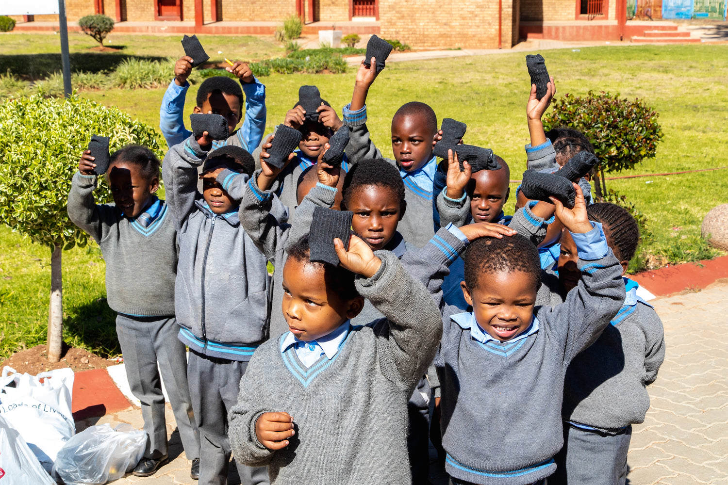 Donating socks to students in need