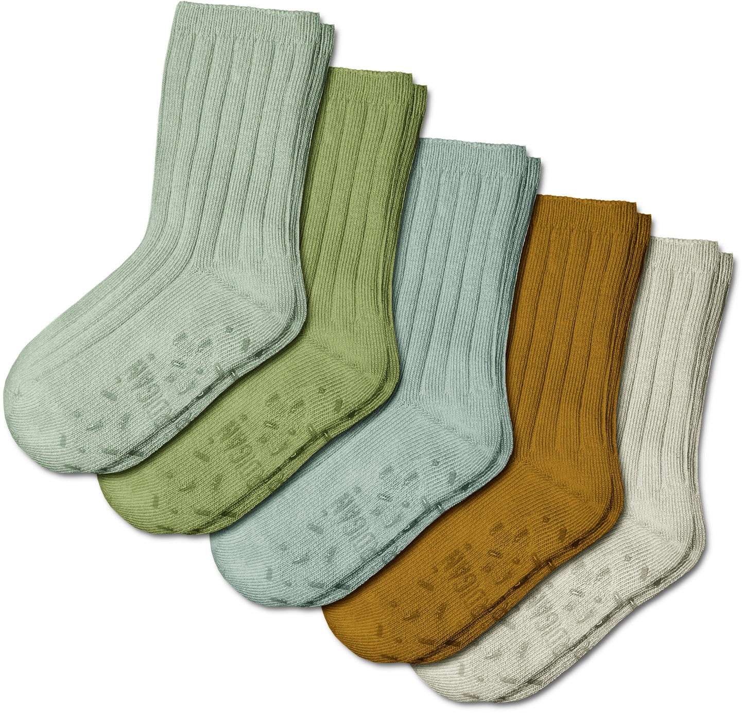 Foot Cardigan Kids Organic Cotton Socks 5-Pack - Jewel Tones, Soft, Non-Slip Grips